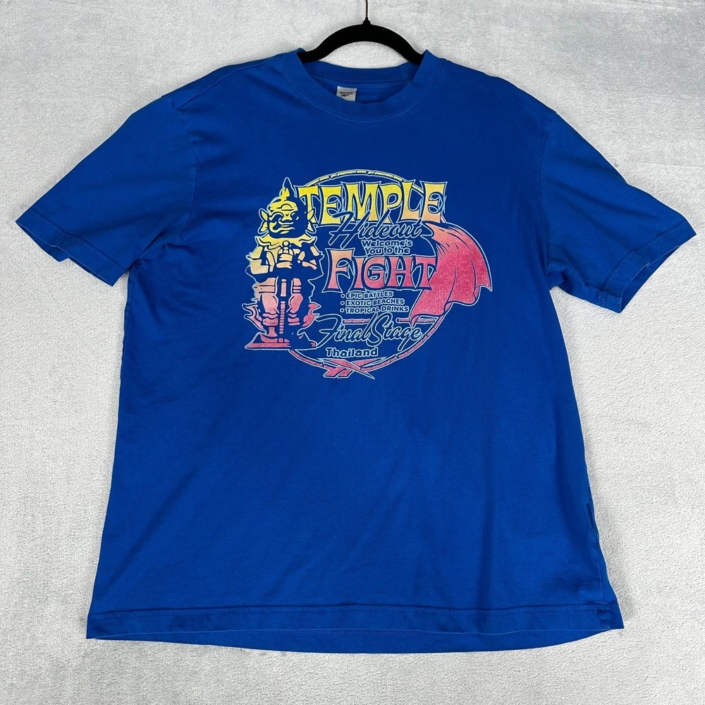Reebok Street Fighter Competition T-Shirt Men's Medium‎ Hidden Temple Blue